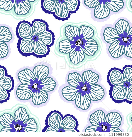 Seamless pattern with doodle floral elements. Vector illustration 111999880