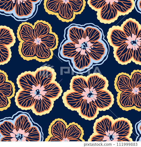 Seamless pattern with doodle floral elements. Vector illustration Seamless pattern with doodle floral elements. Vector illustration 111999883