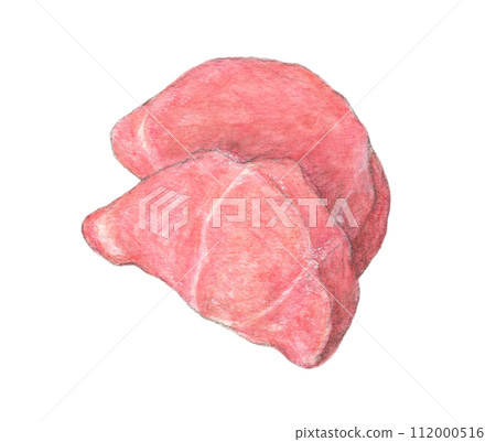 Two slices of pork tenderloin watercolor pencil illustration Two slices of pork tenderloin watercolor pencil illustration 112000516