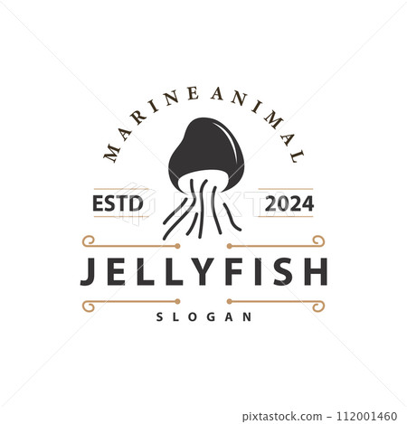 Jellyfish logo sea animal design with product brand inspiration simple minimalist line vector template Jellyfish logo sea animal design with product brand inspiration simple minimalist line vector template 112001460
