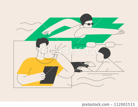 Swim camp abstract concept vector illustration. 112001513