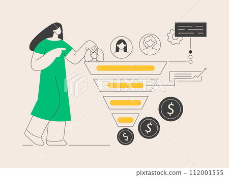 Sales funnel management abstract concept vector illustration. Sales funnel management abstract concept vector illustration. 112001555