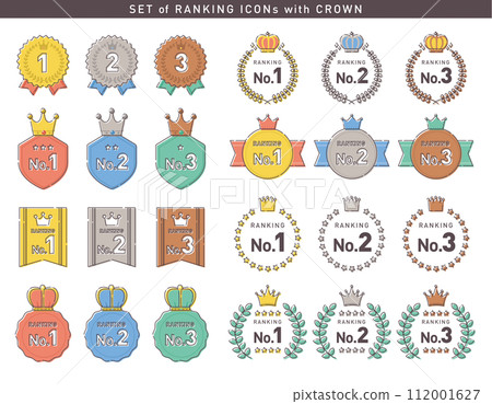 Simple and cute ranking icon set/vector material/crown/crown 112001627