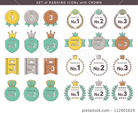 Simple and cute ranking icon set/vector material/crown/crown Simple and cute ranking icon set/vector material/crown/crown 112001629