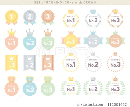 Simple and cute ranking icon set/vector material/crown/crown 112001632