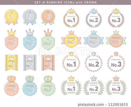 Simple and cute ranking icon set/vector material/crown/crown 112001633