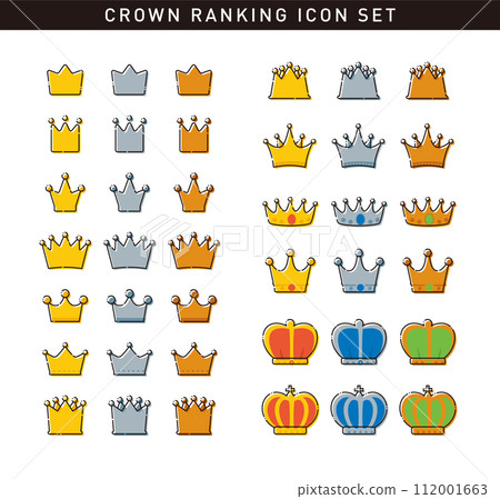 Simple and cute crown/crown ranking icon set/vector material Simple and cute crown/crown ranking icon set/vector material 112001663