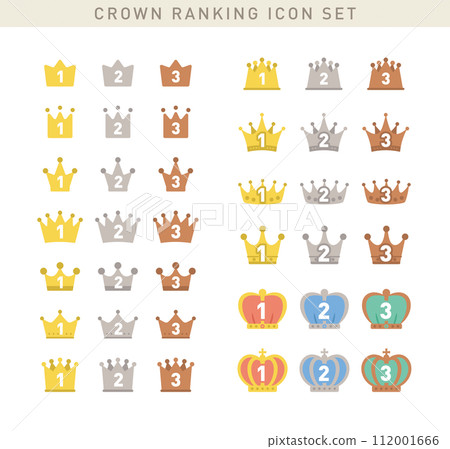 簡單可愛的皇冠/皇冠排名圖示集/向量素材 112001666