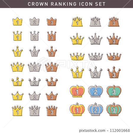 Simple and cute crown/crown ranking icon set/vector material Simple and cute crown/crown ranking icon set/vector material 112001668