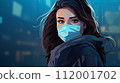 Illustration of a beautiful woman wearing a mask 112001702