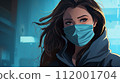 Illustration of an attractive woman wearing a mask 112001704