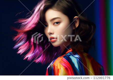 七彩髮色女模特兒 112001776