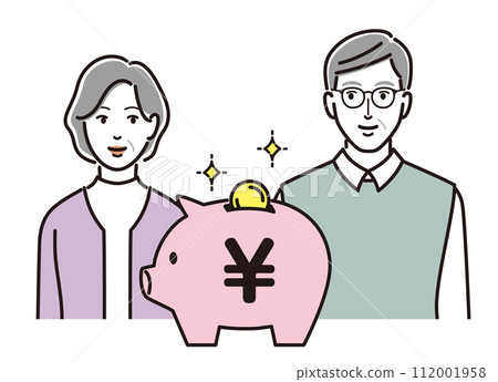 Senior couple thinking about money in retirement 112001958