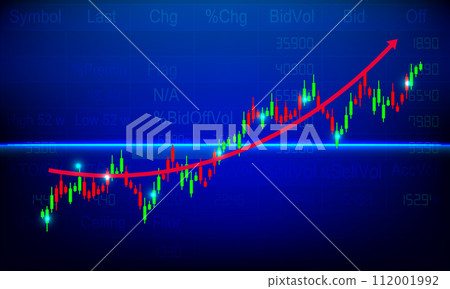 red arrow up with candlestick chart Stock Market Finance Technology vector illustration red arrow up with candlestick chart Stock Market Finance Technology vector illustration 112001992