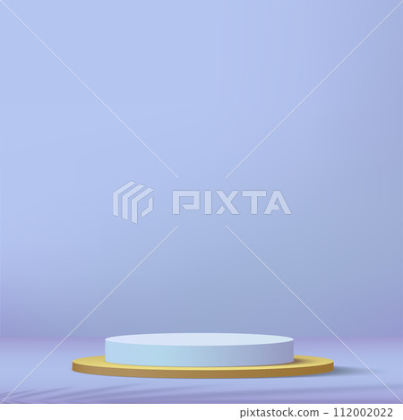 Modern blue and gold pedestal podium. Cosmetic banner display. Vector 112002022