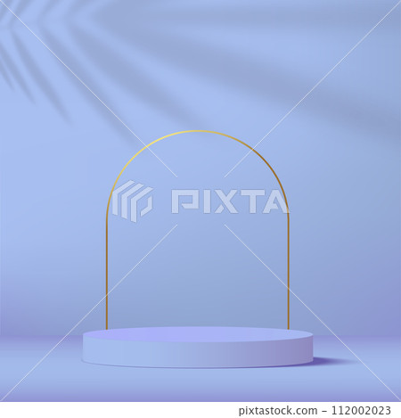 Modern blue and gold pedestal podium. Cosmetic banner display. Vector Modern blue and gold pedestal podium. Cosmetic banner display. Vector 112002023