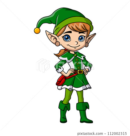 Cute christmas elf girl cartoon Cute christmas elf girl cartoon 112002315
