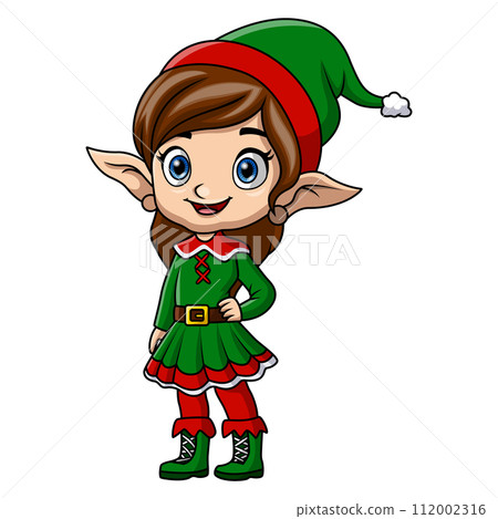 Cute christmas elf girl cartoon Cute christmas elf girl cartoon 112002316