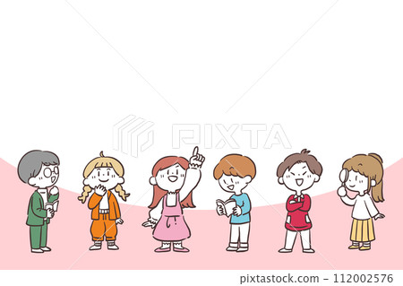 Illustration material of children looking up 112002576
