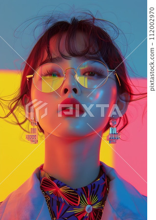 Colorful Glasses on a Woman in Hallyu Style 112002970
