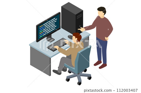 等軸圖：操作計算機的人和教學的人 112003407