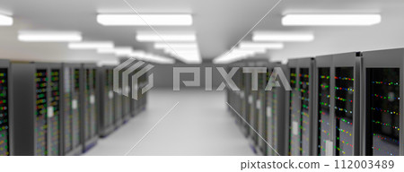 Server room data center. Backup, mining, hosting, mainframe, farm and computer rack with storage information. 3d render Server room data center. Backup, mining, hosting, mainframe, farm and computer rack with storage information. 3d render 112003489