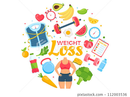 Weight Loss Vector Illustration of Woman Body Transformation Concept with Fitness, Sport, Diet and Healthy Lifestyle in Flat Cartoon Background Weight Loss Vector Illustration of Woman Body Transformation Concept with Fitness, Sport, Diet and Healthy Lifestyle in Flat Cartoon Background 112003536