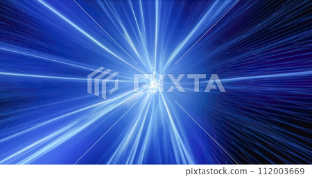 Blue energy magic high-speed high-tech light digital tunnel frame of futuristic light rays energy lines. Abstract background Blue energy magic high-speed high-tech light digital tunnel frame of futuristic light rays energy lines. Abstract background 112003669