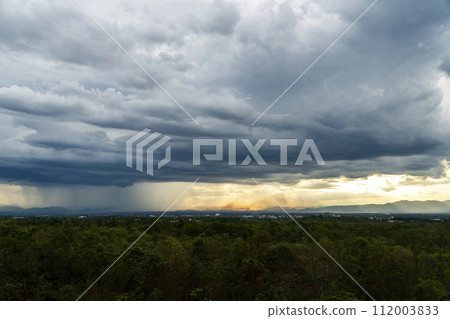 Storm clouds with the rain. Nature Environment Dark huge cloud sky black stormy cloud 112003833