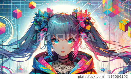 多維數字世界中的動漫風格美麗女孩-矩形水平 多維數字世界中的動漫風格美麗女孩-矩形水平 112004192