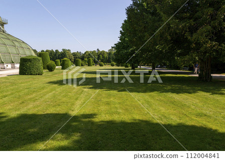Flowerbed on the alley in the Schoenbrunn Palace Park 112004841