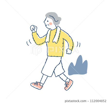 精力充沛地行走的高級婦女 112004852