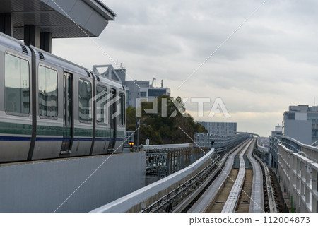 Port Island Line, Port Liner, urban automated guideway transit rail system in Kobe, Japan connecting Kobe airport to Sannomiya station Port Island Line, Port Liner, urban automated guideway transit rail system in Kobe, Japan connecting Kobe airport to Sannomiya station 112004873