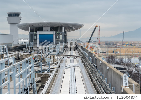 Port Island Line, Port Liner, urban automated guideway transit rail system in Kobe, Japan connecting Kobe airport to Sannomiya station Port Island Line, Port Liner, urban automated guideway transit rail system in Kobe, Japan connecting Kobe airport to Sannomiya station 112004874