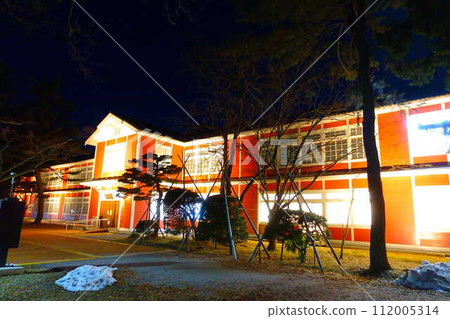Former Nagai Elementary School No. 1 building illuminated Former Nagai Elementary School No. 1 building illuminated 112005314