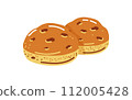 Two buns with raisins,sweet snack or dessert.Simple vector illustration 112005428