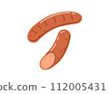Grilled curry sausage.Barbecue food.Vector illustration in cartoon style 112005431