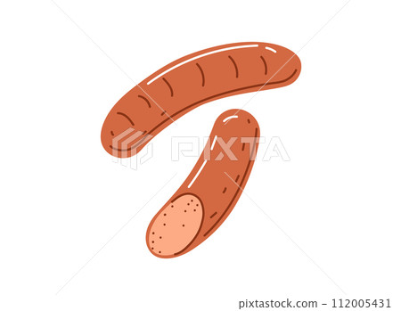 Grilled curry sausage.Barbecue food.Vector illustration in cartoon style Grilled curry sausage.Barbecue food.Vector illustration in cartoon style 112005431