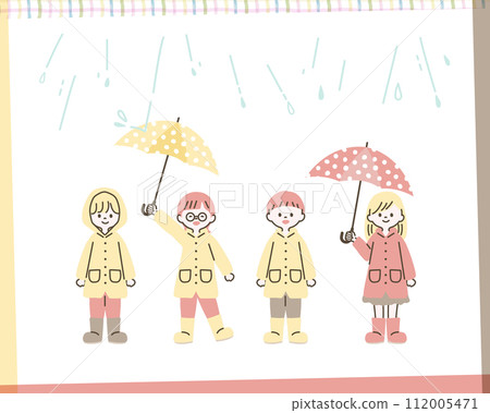 Children wearing raincoats_3 112005471