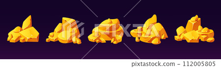 Gold mine nugget piles of different size 112005805