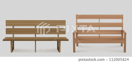 Wooden bench for park or backyard decoration. Wooden bench for park or backyard decoration. 112005824