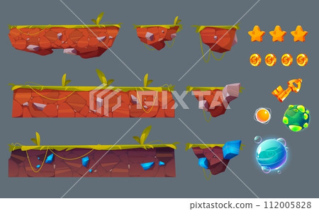 Ground platform, island and assets for game ui Ground platform, island and assets for game ui 112005828