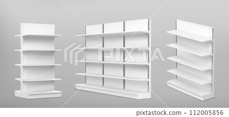 White empty supermarket shelf mockup White empty supermarket shelf mockup 112005856