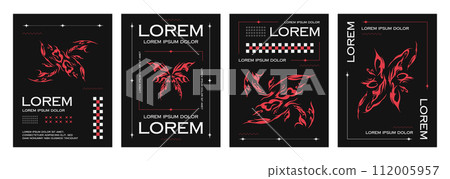 Retro futuristic boho aesthetic banners set Retro futuristic boho aesthetic banners set 112005957