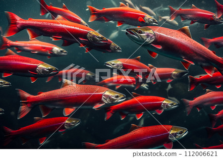 Sockeye salmons- Oncorhynchus nerka. Close-up 112006621