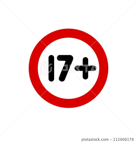 Eighteen plus icon in flat style. 18+ vector 112008178