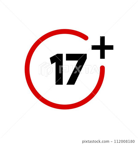 Eighteen plus icon in flat style. 18+ vector Eighteen plus icon in flat style. 18+ vector 112008180
