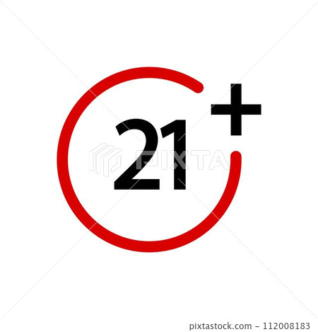 Eighteen plus icon in flat style. 18+ vector Eighteen plus icon in flat style. 18+ vector 112008183