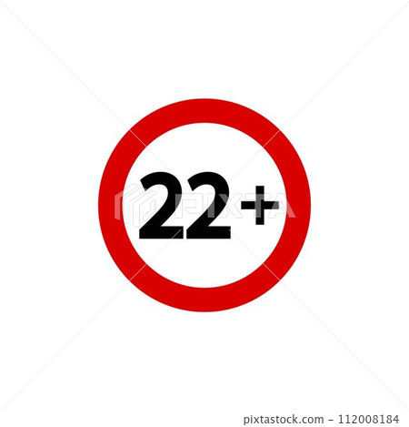 Eighteen plus icon in flat style. 18+ vector 112008184
