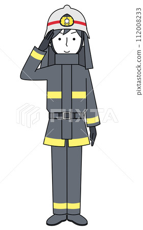 敬禮消防員插畫（消防服） 112008233